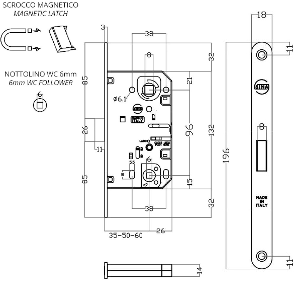 SINA QM WC-SLOT MAGNETISCH