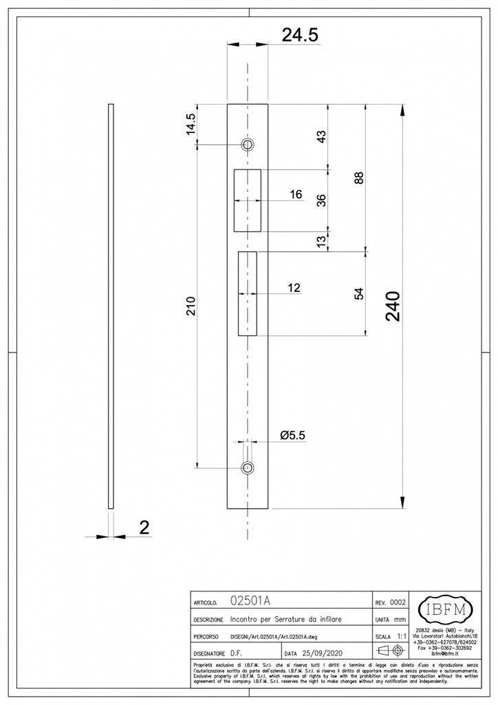 IBFM 2501A SLUITPLAAT VOOR SMALSLOT SERIE 2501