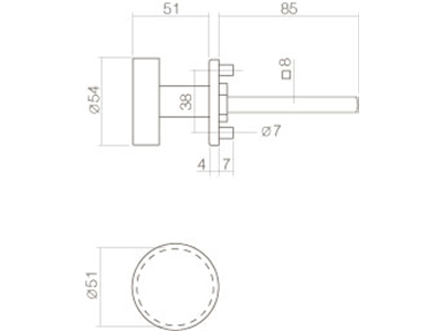 INTERSTEEL SCHIJFDEURKNOP MET WISSELSTIFT