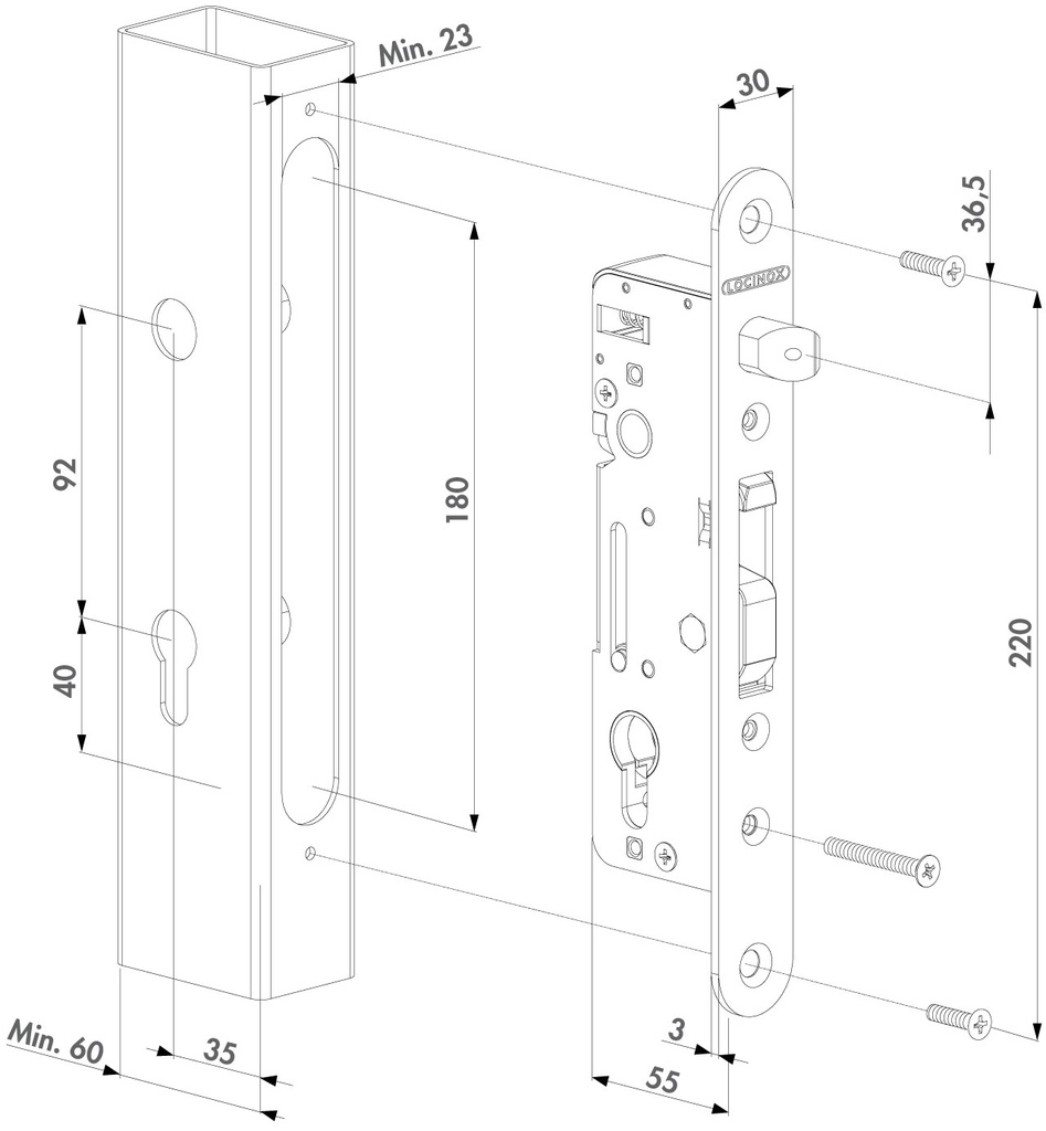 LOCINOX H-METAL INSTEEKSLOT VOOR METAAL PROFIELEN