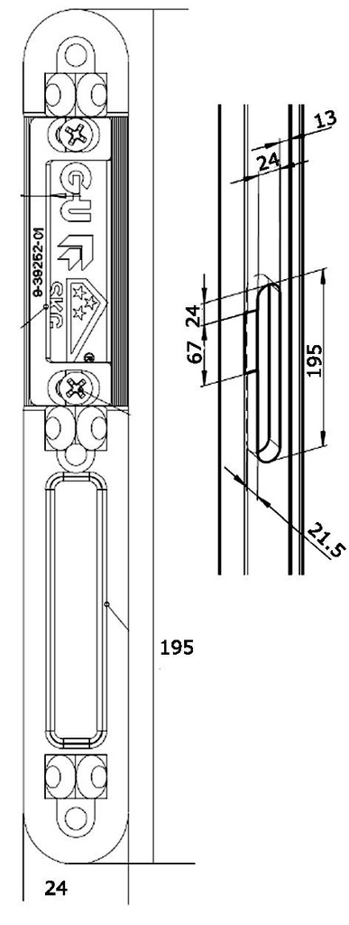 GU 6-29532-00-L/R-1 SLUITPLAAT VOOR AUTOMATIC