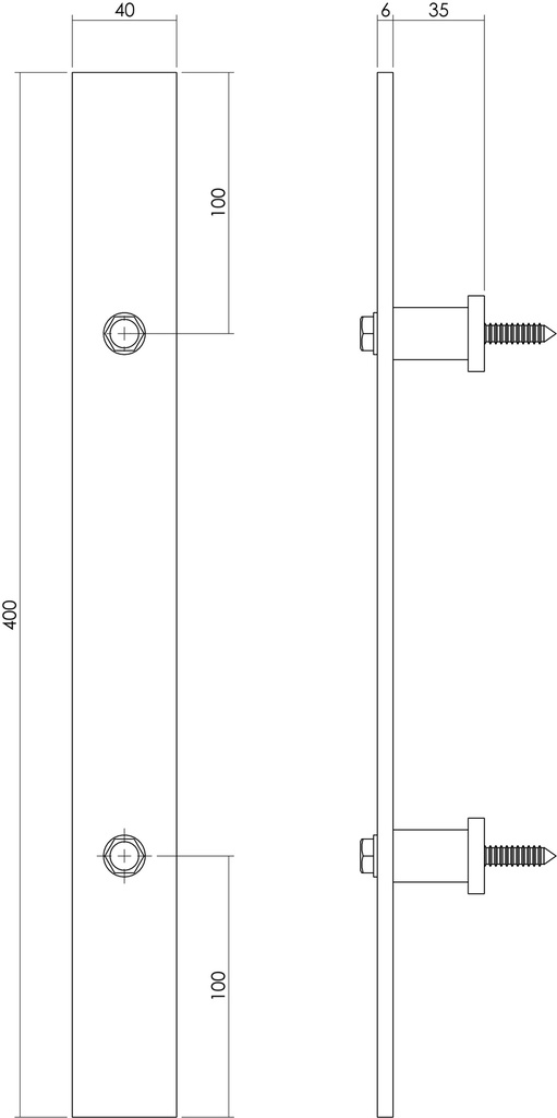 INTERSTEEL DEURGREEP PLAT