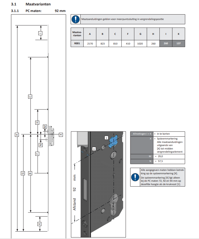 KFV REEKS AS 8250-8092 / BS 2800 MEERPUNTSLOT MET ROLNOKKEN